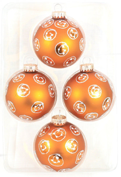 75mm 4 count Solid Ball Ornament - Rust Swirl - Shelburne Country Store