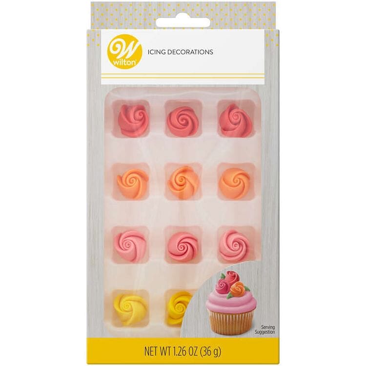 Red, Orange, Pink and Yellow Rose Royal Icing Decorations - Shelburne Country Store