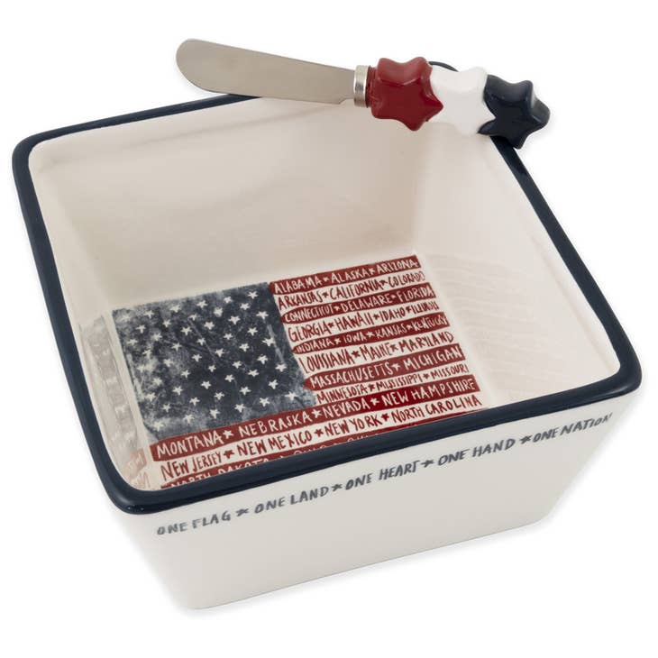 One Flag One Nation Ceramic Bowl & Spreader - Shelburne Country Store