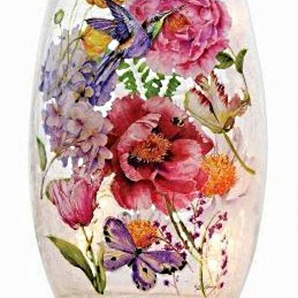 5 Inch Lighted Glass Vase English Garden