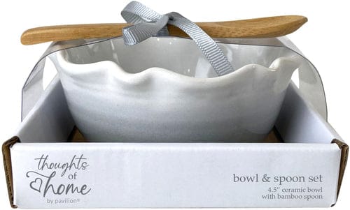 4.5" Ceramic Bowl with Bamboo Spoon - - Shelburne Country Store