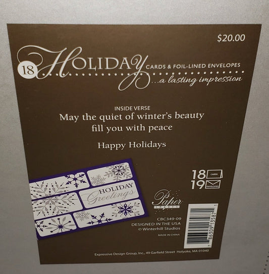 Holiday Luxury Favorites 18 Card Box - Blue Snowflake Holiday - Shelburne Country Store