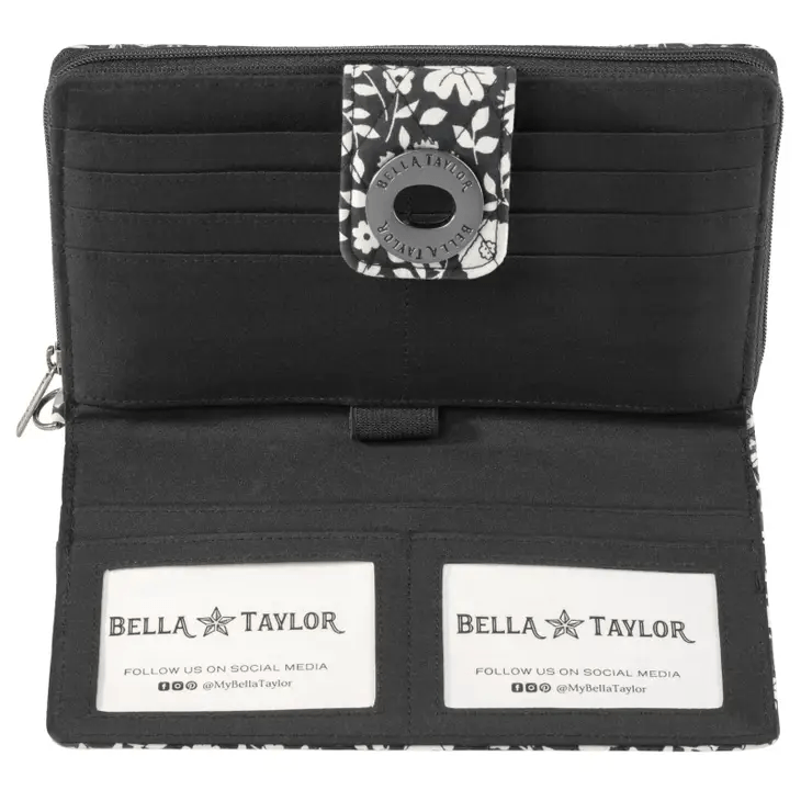 Bicolor Floral Black RFID Cash System Wallet - Shelburne Country Store