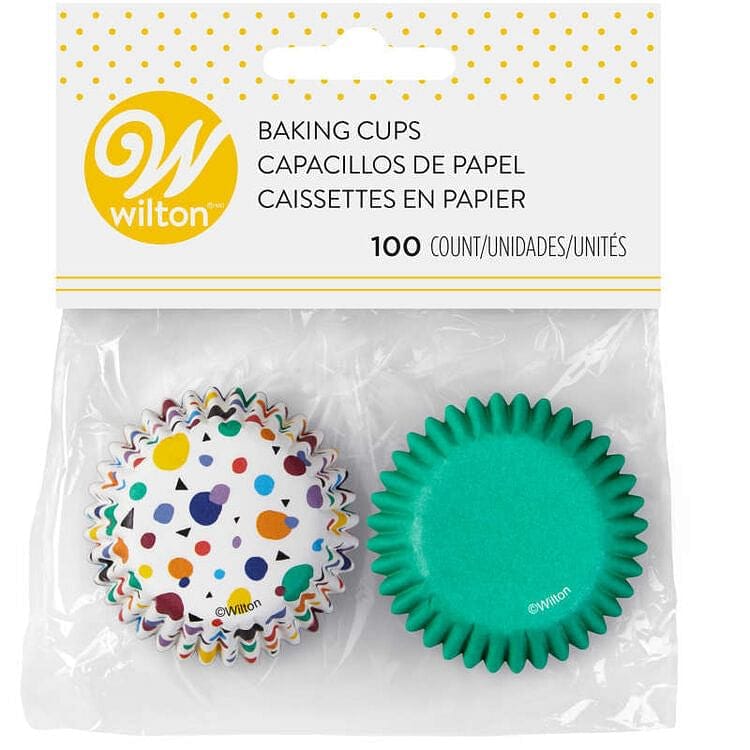 Geometric Print and Solid Green Mini Cupcake Liners - 100 Count - Shelburne Country Store