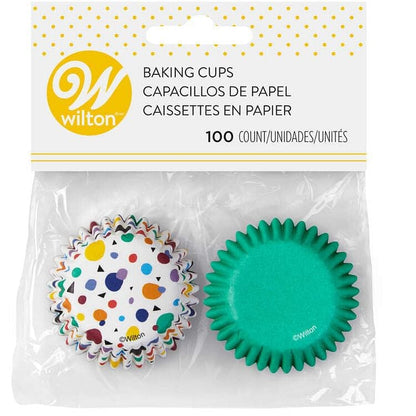 Geometric Print and Solid Green Mini Cupcake Liners - 100 Count - Shelburne Country Store
