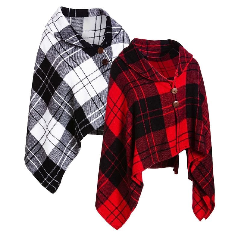 Acrylic Check Plaid Poncho - Shelburne Country Store