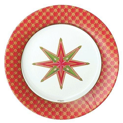 Caspari Jeweled Stars (White) - Dinner Plate - Shelburne Country Store