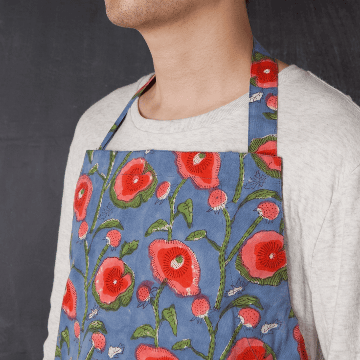 Poppy Block Print Apron - Shelburne Country Store