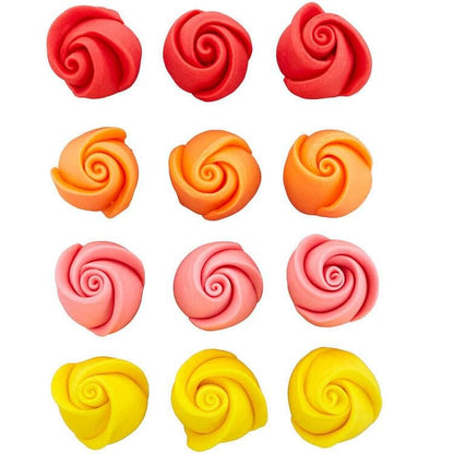 Red, Orange, Pink and Yellow Rose Royal Icing Decorations - Shelburne Country Store