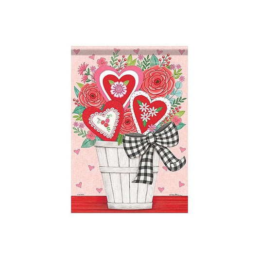 Valentine Basket Garden Durasoft Flag - 12" x 18" - Shelburne Country Store