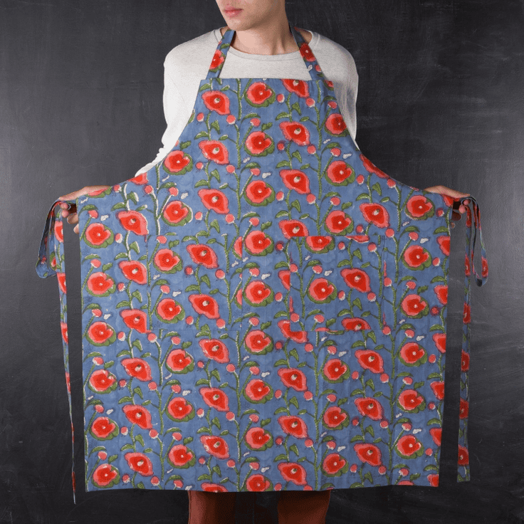 Poppy Block Print Apron - Shelburne Country Store