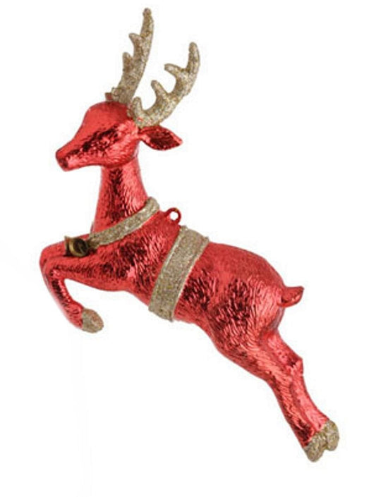Red Reindeer Ornament with Gold Band - Shelburne Country Store