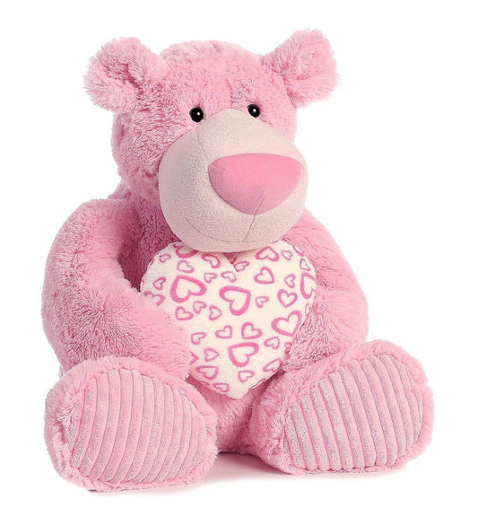 Strawberry Latte Teddy Bear With Stuffed Heart - - Shelburne Country Store