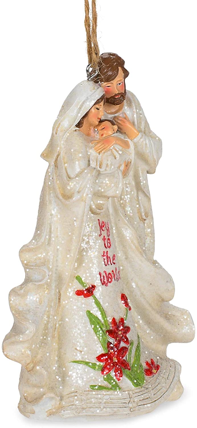 Holy Family with Poinsettia Ornament - Shelburne Country Store
