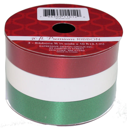 3/4 In Premium Ribbon 3Pk - - Shelburne Country Store