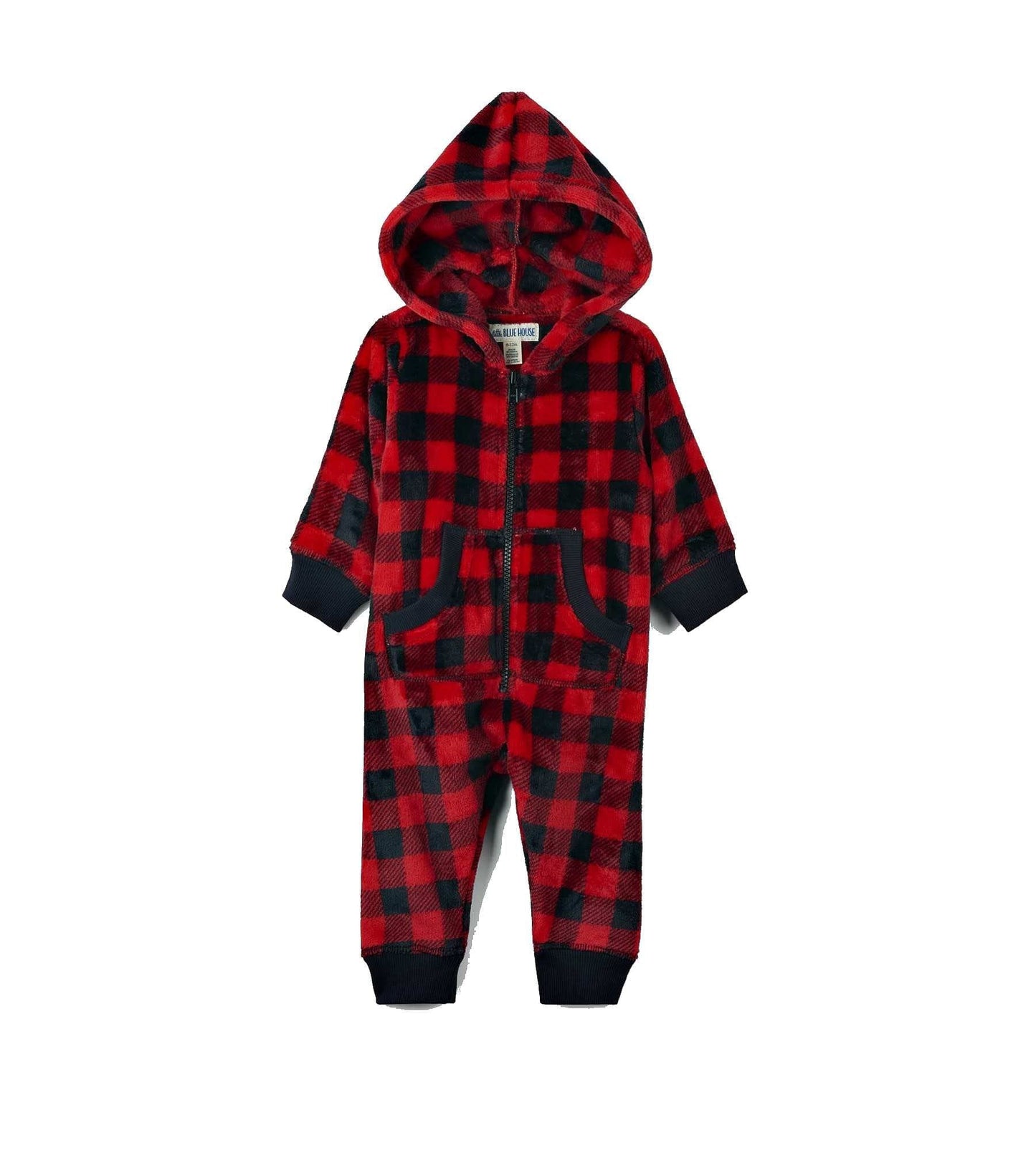 Kids Hooded Fleece Union Suit Buffalo Plaid - - Shelburne Country Store