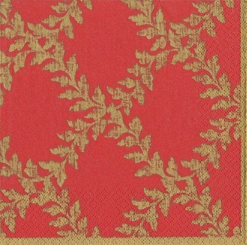 Caspari Acanthus Trellis Paper Goods (Red) - Cocktail Napkin - Shelburne Country Store