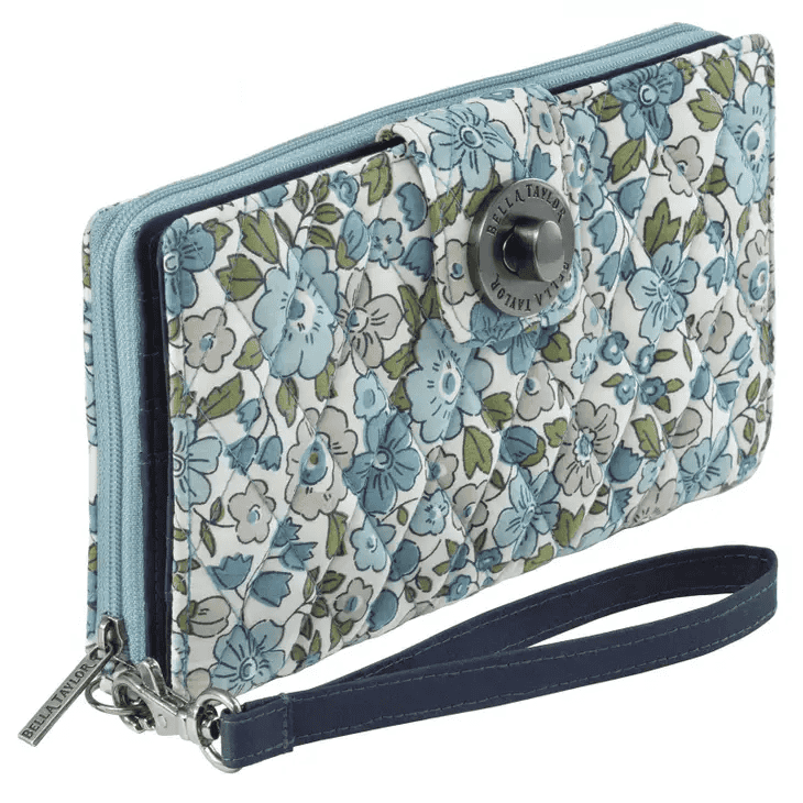 Delicate Floral Blue Rfid Cash System Wallet - Shelburne Country Store