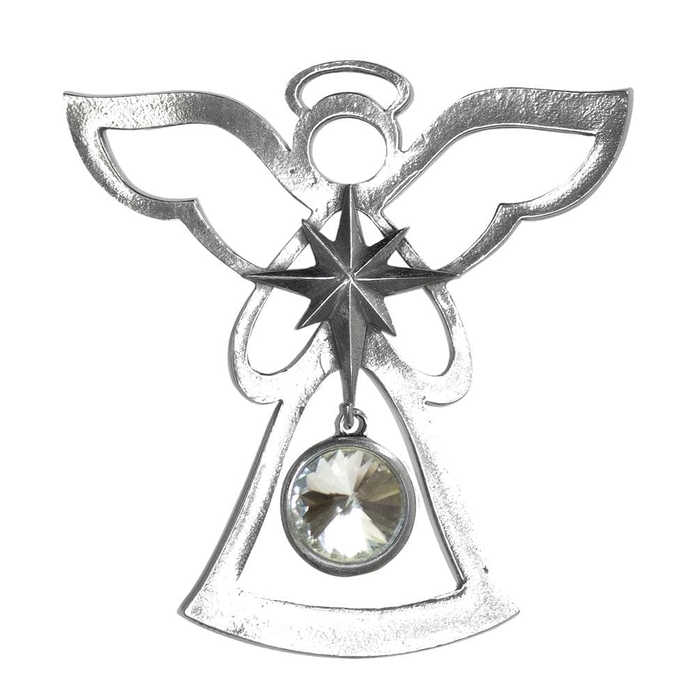 Pewter Angel Ornament with Birthstone - - Shelburne Country Store