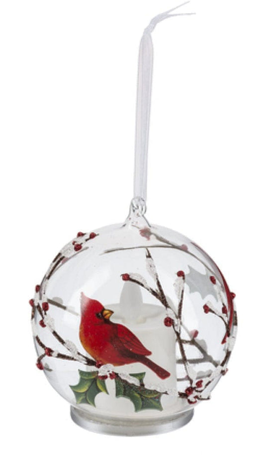 LED Lit Cardinal Ball Ornament -  Style 1 - Shelburne Country Store