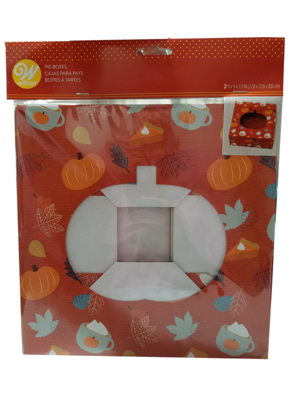 Autumn Themed Pie Box with Pumpkin Shaped Window - Set of 2 - Shelburne Country Store