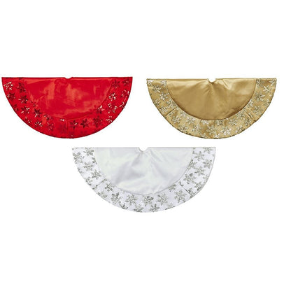 Tabletop Tree Skirts With Sequined Snowflake Border - - Shelburne Country Store